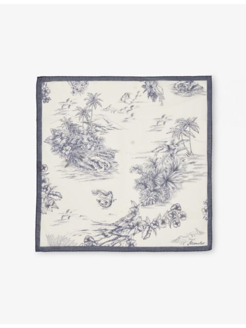 Moncler Logo Graphic-Print Silk Scarf