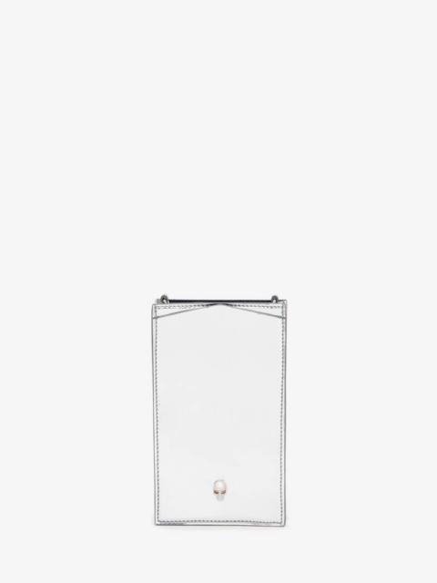 Alexander McQueen Women's Skull Phone Case With Chain in Silver