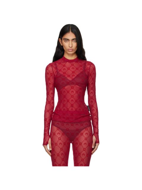Marine Serre Red Moonogram Mesh Flock T-shirt