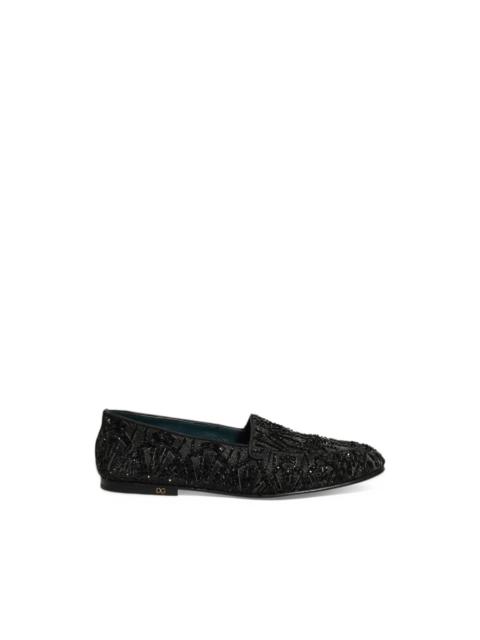 Dolce & Gabbana bead-embellished velvet loafers