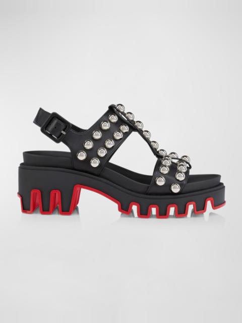 Christian Louboutin Dome Stud Leather Red Sole Sport Sandals