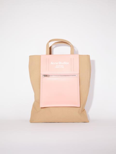 Papery nylon tote bag - Brown/pink