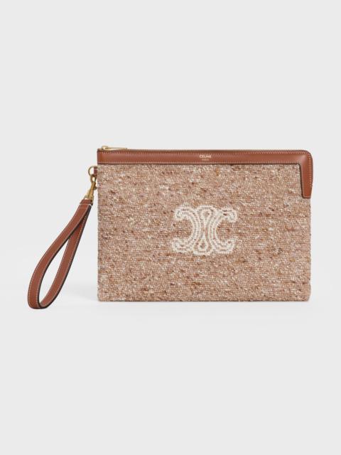 CELINE POUCH WITH STRAP IN JACQUARD RUSTIC AND NATURAL CALFSKIN