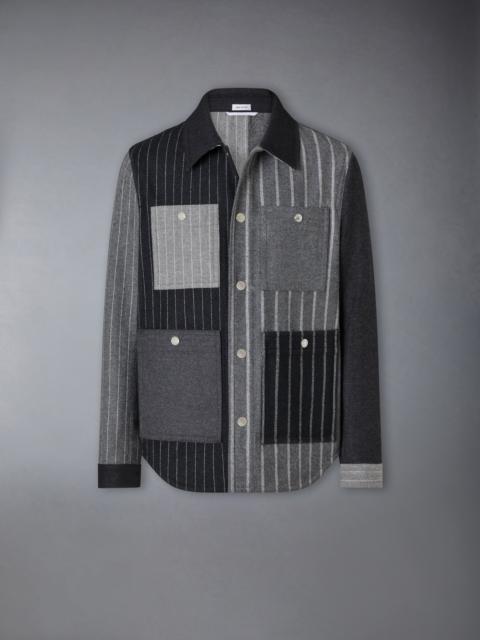 Thom Browne FLANNEL FUNMIX BANKER STRIPE JACKET