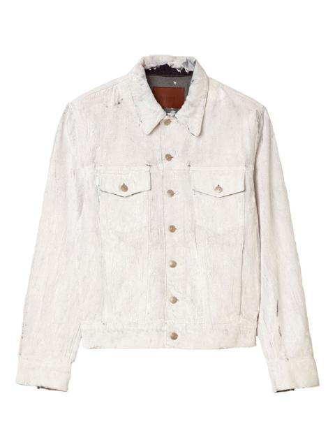 Sandro crackle-effect denim shirt jacket
