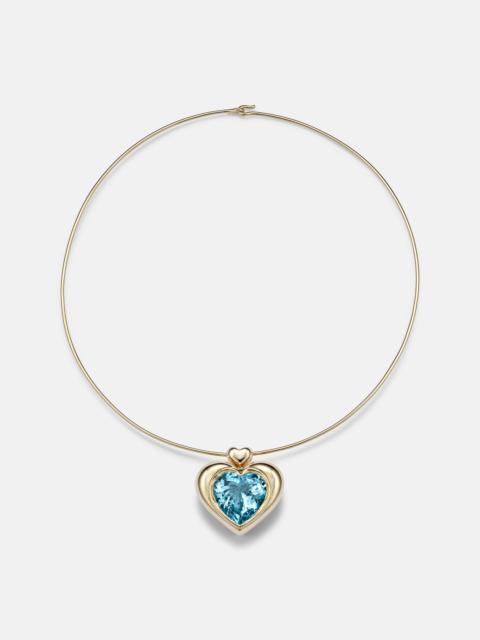 ROXANNE FIRST Cupid's Big Heart 14kt gold pendant necklace with topaz