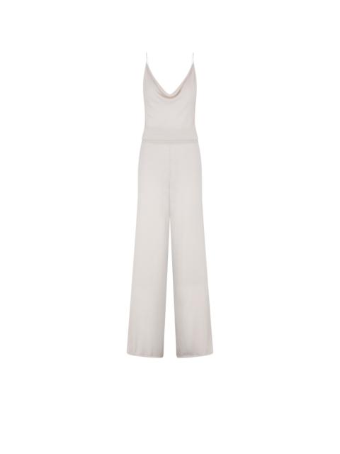 FINE CASHMERE SILK KNIT COWL COLLAR JUMPSUIT