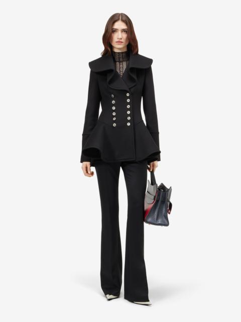 Alexander McQueen Women's Waterfall Collar Coat in Black