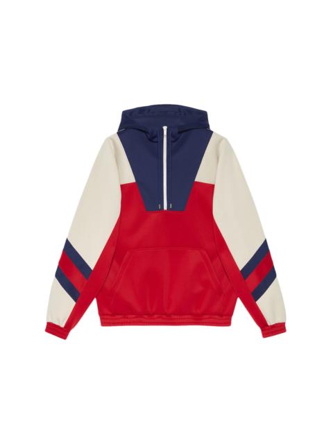 GUCCI Gucci Neoprene Half-Zip Webbed Jacket Red/Ivory/Blue/Red