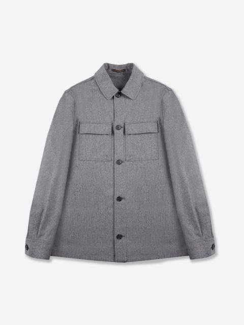 SLOWEAR Wool and cashmere flannel blouson jacket