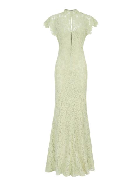 De La Vali Exclusive Laia Cutout Lace Maxi Dress green