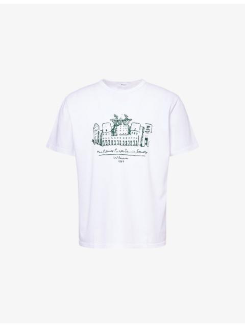 Palmes Public Embroidered Cotton-Jersey T-Shirt