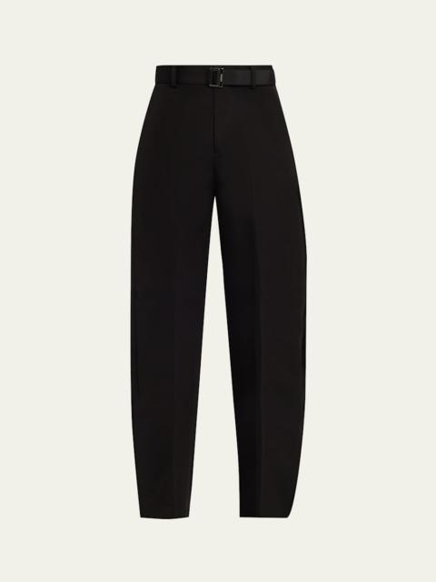 sacai Double-Faced Silk-Cotton Barrel-Leg Ankle Pants