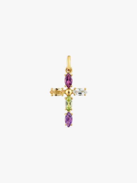 TOUS 18K solid gold cross Pendant with gemstones Basics