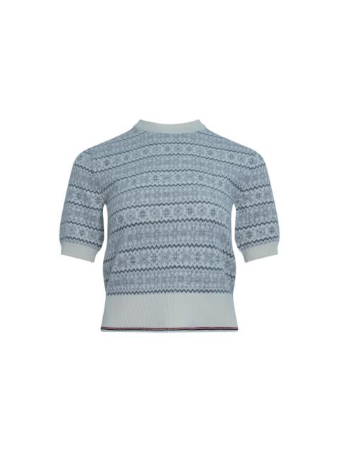Thom Browne Snowflake Fair Isle Short Sleeve Knit Top