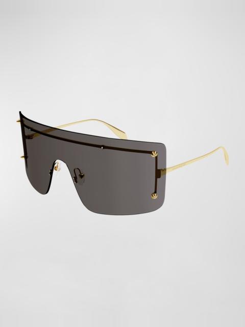 Alexander McQueen Studded Zinc Alloy Shield Sunglasses