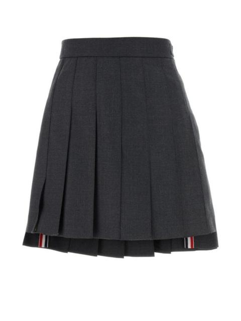 Graphite wool mini skirt
