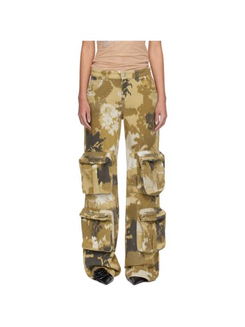 Blumarine Brown Camouflage Denim Cargo Pants