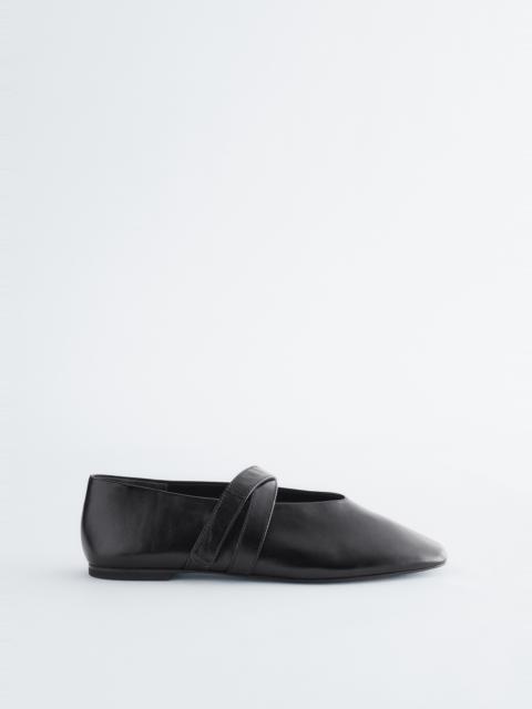 & Other Stories Cross-Strap Leather Ballet Flats