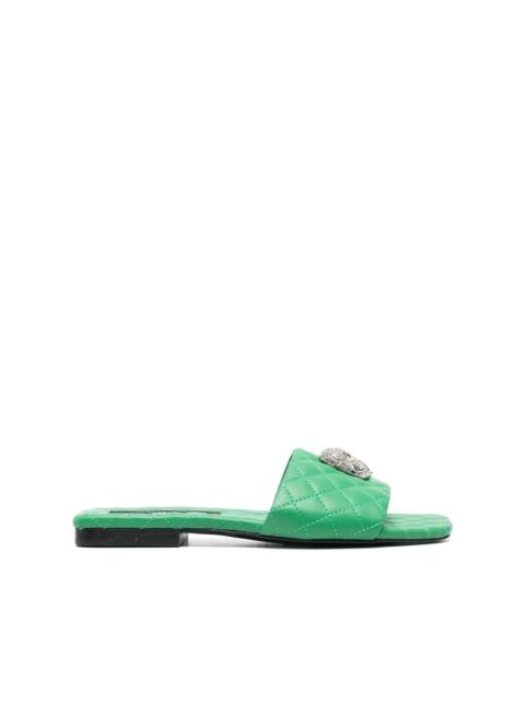 PHILIPP PLEIN Crystal Skull matelassÃ© slides