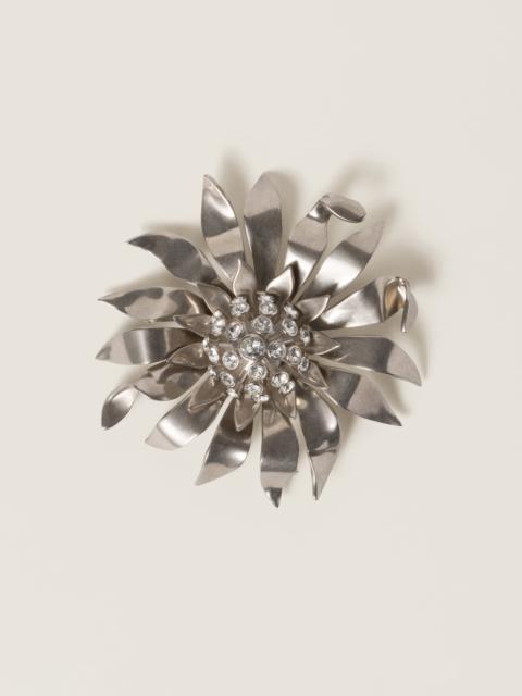 Miu Miu Metal brooch with crystals