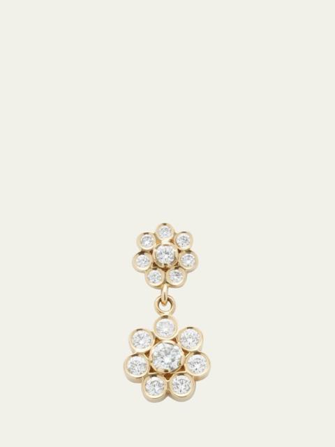 SOPHIE BILLE BRAHE Bellis Deux Diamond Flower Drop Earring in 18K Yellow Gold, Single