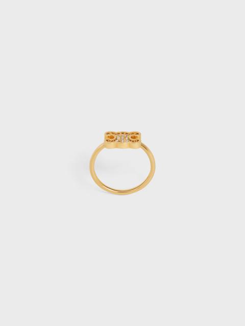 CELINE Triomphe Rhinestone Small Ring in Brass with Gold Finish and Crystals