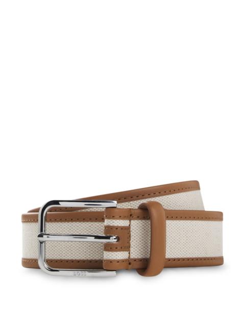 BOSS PIN-BUCKLE BELT IN LEATHER AND CANVAS