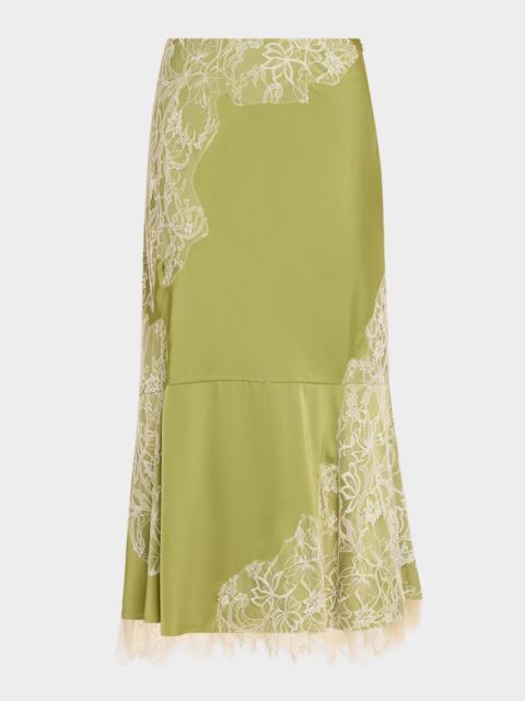 Cinq à Sept Esme Lace Satin Liore Midi Skirt