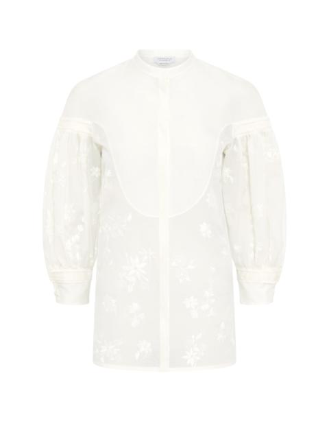GABRIELA HEARST Sofia Mia's Flowers Blouse in Ivory Embroidered Silk Organza