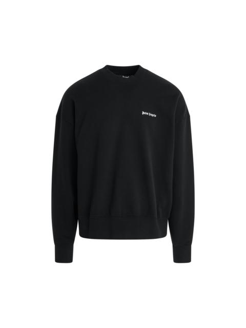 Palm Angels Back Logo Crewneck Sweater in Black/Off White