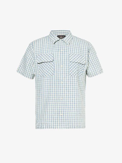 RRL by Ralph Lauren Checked short-sleeved cotton and linen-blend shirt