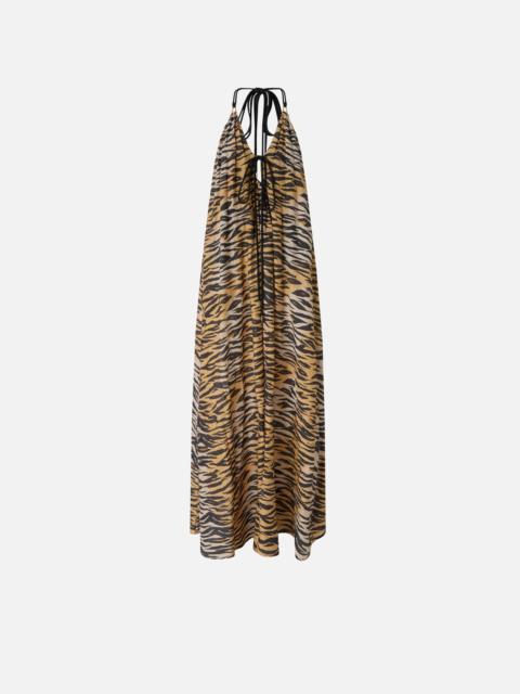 PINKO LONG HALTERNECK DRESS WITH ANIMAL PRINT