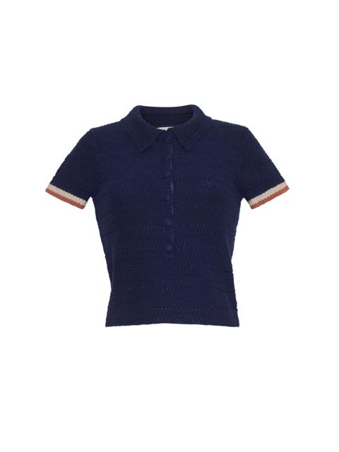 Cara Cara Lydia Top
The Crochet Fabrication Adds A Bohemian Flare To The Classic Polo