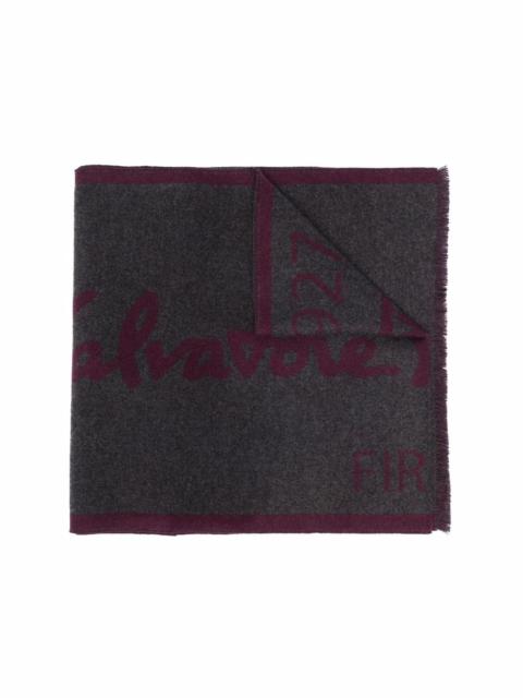 FERRAGAMO intarsia-knit logo cashmere scarf