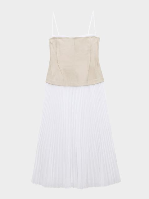 SIMKHAI Duval Linen-Blend Bustier Midi Dress