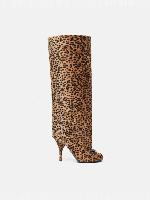 VERSACE Leopard Opera Bow Knee-High Boots 105 mm