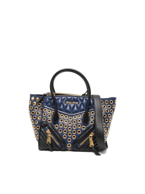 Miu Miu panelled quilted eyelet-detail tote bag