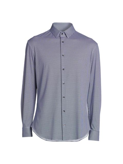 GIORGIO ARMANI Men's Printed Cotton-Blend Jersey Shirt - Blue Depths