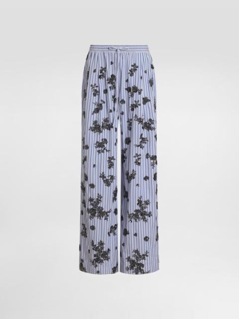 Dolce & Gabbana Poplin trousers with crystal flower embroidery