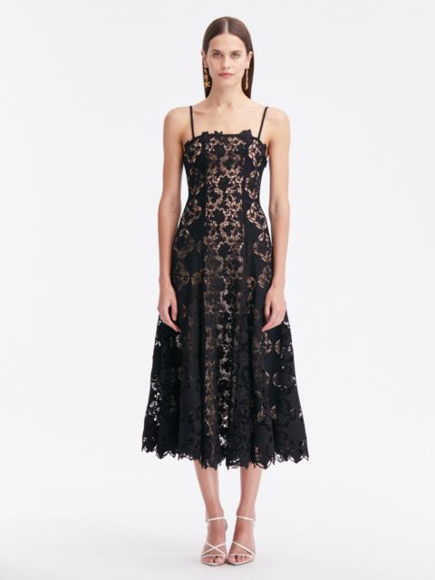 Oscar de la Renta GARDENIA GUIPURE EYELET TANK DRESS