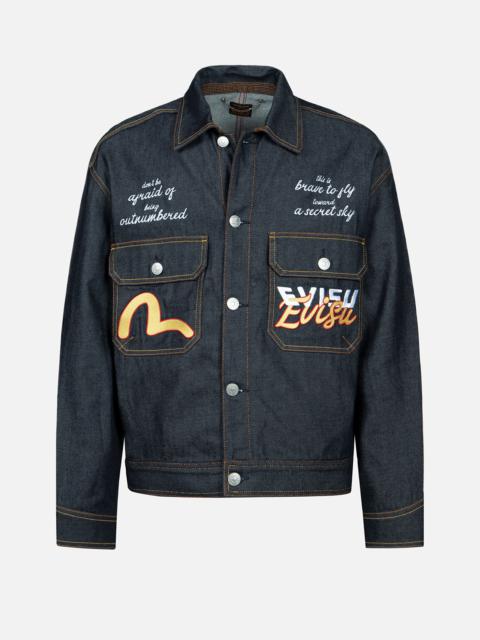 EVISU “KOI PLAYING IN WAVES" EMBROIDERY DENIM JACKET