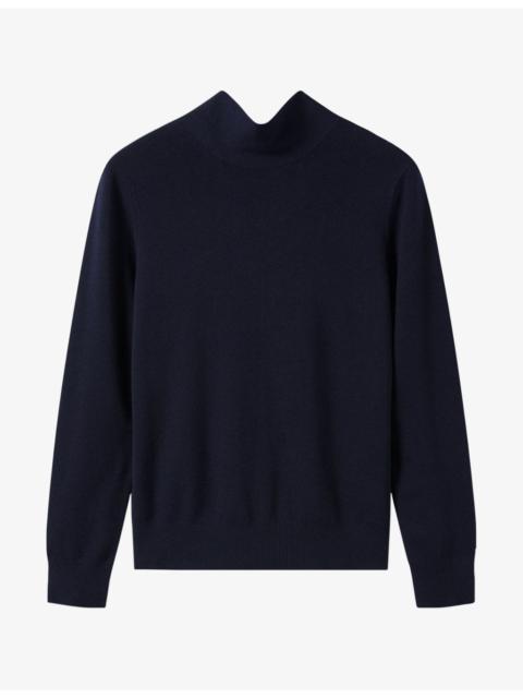 WHISTLES Tie-Neck Knitted Cotton-Blend Jumper