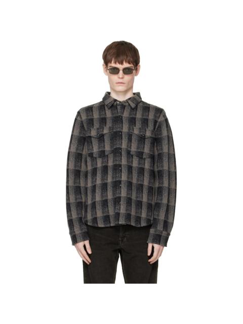 RRL by Ralph Lauren Gray Wool-Cashmere Western Overshirt