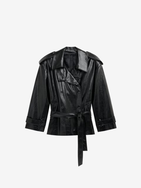 The Frankie Shop Nordana Faux Leather Short Trench - Black