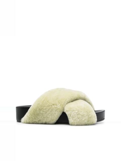 shearling cross-over sandals