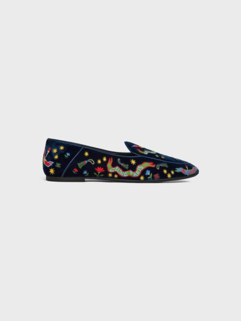 CELINE AURA LOAFER IN COLLEGE EMBROIDERED VELVET