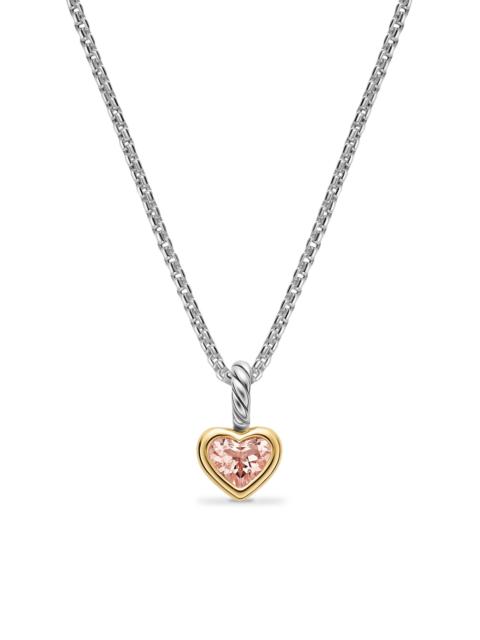 DAVID YURMAN Women's Mini Heart Amulet in Sterling Silver with 14K Yellow Gold, 7.2MM - Morganite