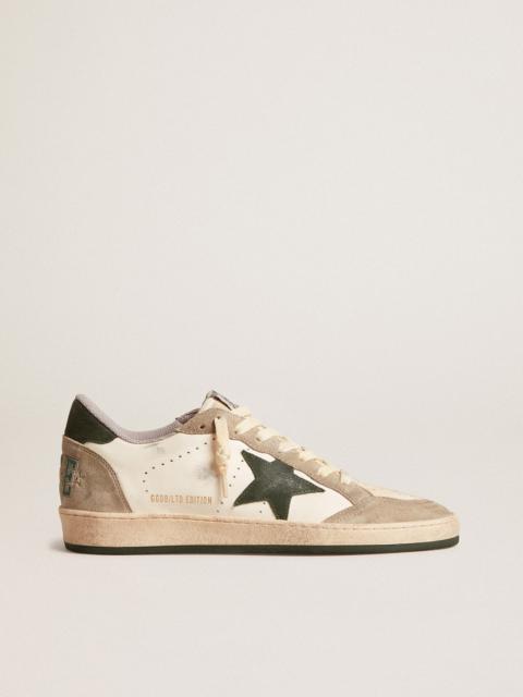Ball Star LTD in nappa with green star and dove-gray suede inserts