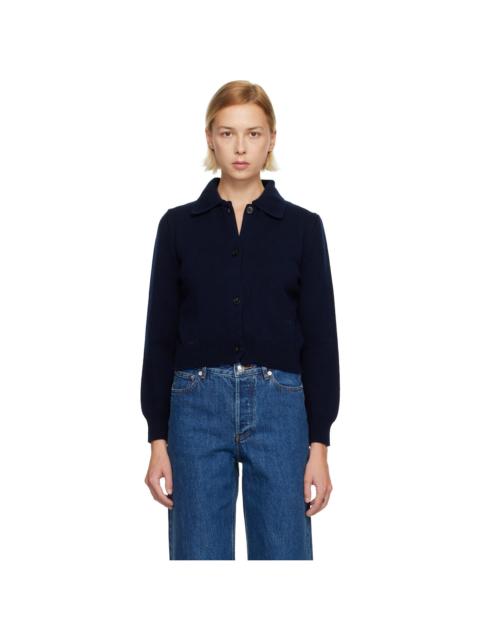 A.P.C. Navy Polo Shirt Collar Cardigan
